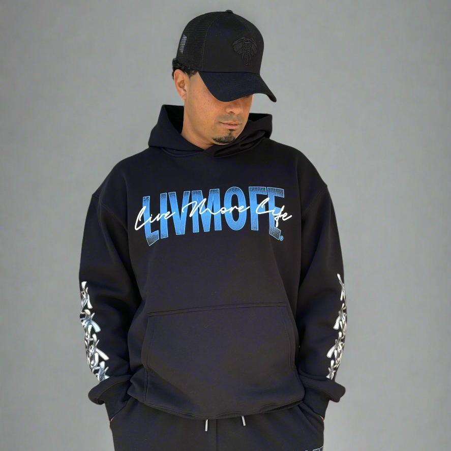LIVMOFE™ 'The Tusks' Hoodie - Black/ Blue